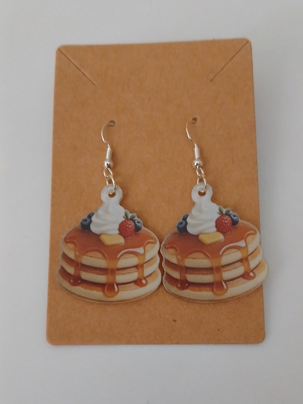 Pancake Stack Dangle Earrings in Brown and Cream